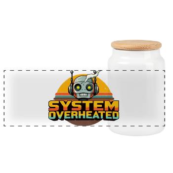 Retro Futuristischer Roboter mit Dampfrauch - Panorama Keksdose mit Holzdeckel - Weiß - Vorne