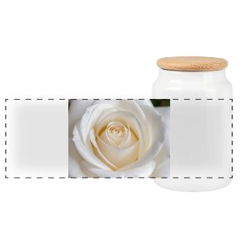 Glatte weiße Rose zum Drucken - Panorama Keksdose mit Holzdeckel - Weiß - Vorne