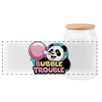 Panda mignon avec chewing-gum - Boîte à biscuits avec couvercle en bois - blanc - Devant