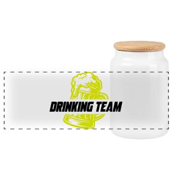 Drinking Team Bier - Panorama Keksdose mit Holzdeckel - Weiß - Vorne