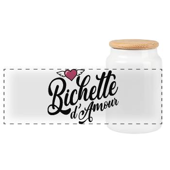 Bichette Amour Ramantique Coeur Ailes - Boîte à biscuits avec couvercle en bois - blanc - Devant
