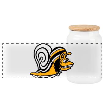 snail reggae music rasta hair hat Jamaica - Panoramic Cookie Jar with Wooden Lid - white - Front
