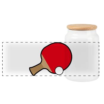 Illustration de tennis de table - Boîte à biscuits avec couvercle en bois - blanc - Devant