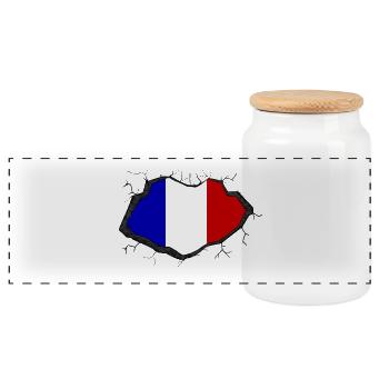 drapeau de la France - Boîte à biscuits avec couvercle en bois - blanc - Devant