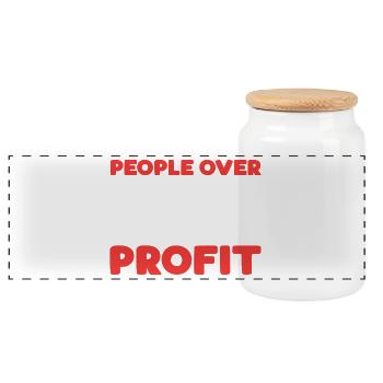 People Over Profit - Panoramic Cookie Jar with Wooden Lid - white - Front