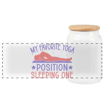 Yoga Position préférée Dormir Un yoga amusant - Boîte à biscuits avec couvercle en bois - blanc - Devant