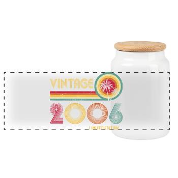 Vintage Retro Sunburst 2000 Limitierte Auflage - Panorama Keksdose mit Holzdeckel - Weiß - Vorne