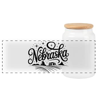 Nebraska - Souvenir USA State Design - Boîte à biscuits avec couvercle en bois - blanc - Devant