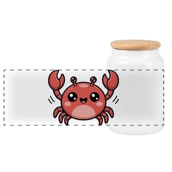 Crabe de dessin animé mignon pour les enfants et - Boîte à biscuits avec couvercle en bois - blanc - Devant