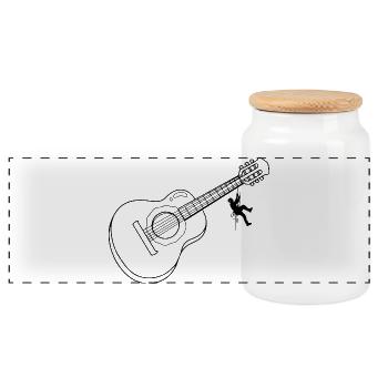 Mountaineer climbs the guitar - Panoramic Cookie Jar with Wooden Lid - white - Front