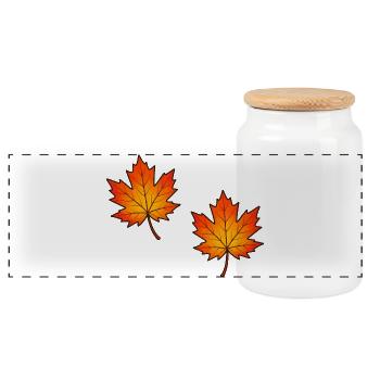 Autumnal Maple Leaves Illustration - Panoramic Cookie Jar with Wooden Lid - white - Front