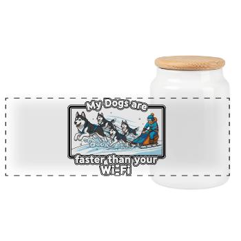 Plus rapide que votre Wi-Fi - Boîte à biscuits avec couvercle en bois - blanc - Devant