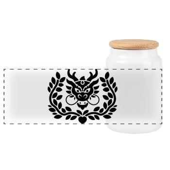 Emblème du dragon - Boîte à biscuits avec couvercle en bois - blanc - Devant
