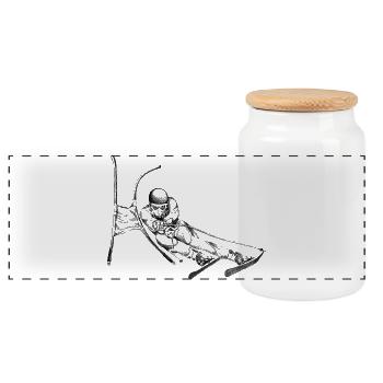 Alpine skiing - Panoramic Cookie Jar with Wooden Lid - white - Front