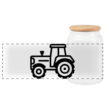 tracteur - Boîte à biscuits avec couvercle en bois - blanc - Devant