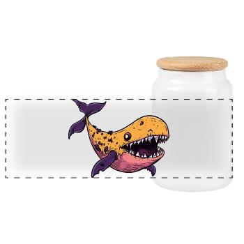 baleine Halloween bande dessinée drôle - Boîte à biscuits avec couvercle en bois - blanc - Devant