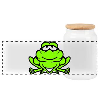 grenouille crapaud sourire drôle bande dessinée heureux cool - Boîte à biscuits avec couvercle en bois - blanc - Devant