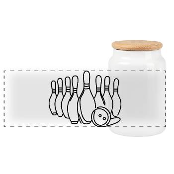 Bowling Pins - Panoramic Cookie Jar with Wooden Lid - white - Front