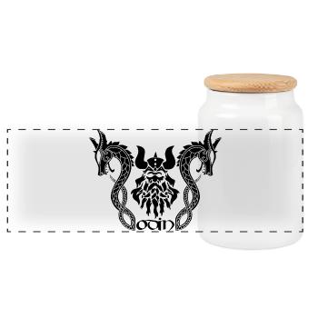 Dieu nordique Odin et dragons noirs - Boîte à biscuits avec couvercle en bois - blanc - Devant