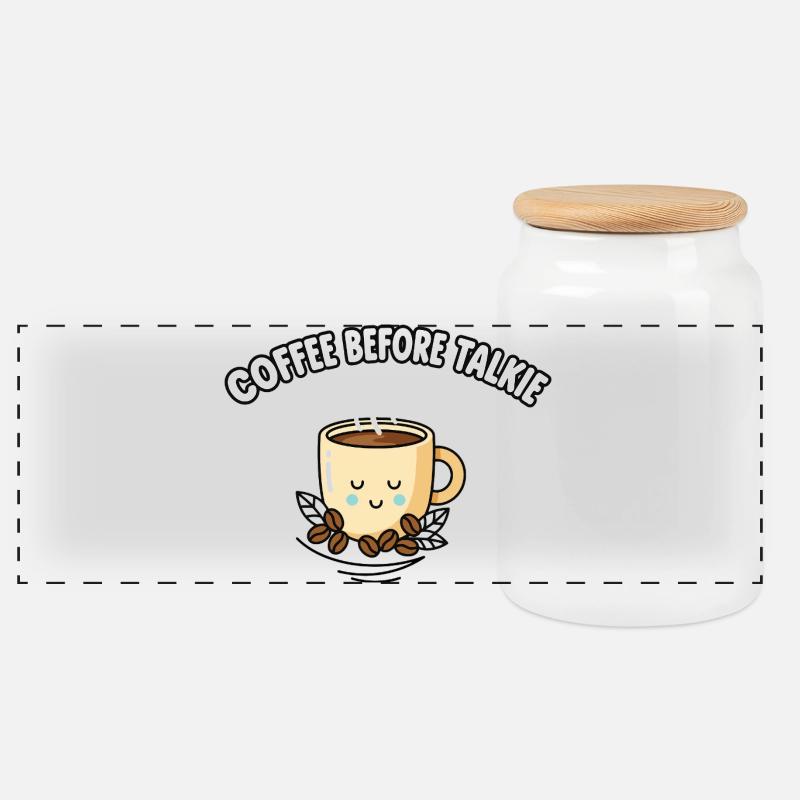 Kaffee vor dem Talkie süße Kawaii Kaffeetasse - Panorama Keksdose mit Holzdeckel - Weiß
