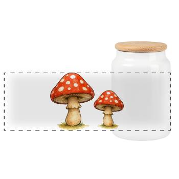 Roter Fliegenpilz Duo - Panorama Keksdose mit Holzdeckel - Weiß - Vorne