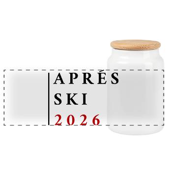 Après-ski 2026 - Panoramic Cookie Jar with Wooden Lid - white - Front