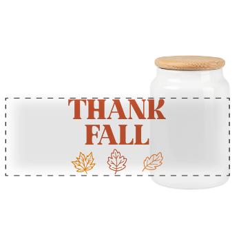 Thank Fall - Panoramic Cookie Jar with Wooden Lid - white - Front