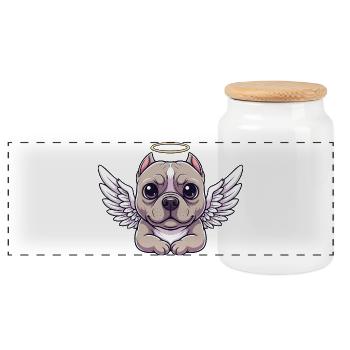 Liebenswerter Hund Engel Weihnachten Treu Cartoon - Panorama Keksdose mit Holzdeckel - Weiß - Vorne