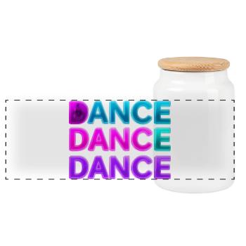 DANCE DANCE DANCE – Neon 80s with speakers - Panoramic Cookie Jar with Wooden Lid - white - Front