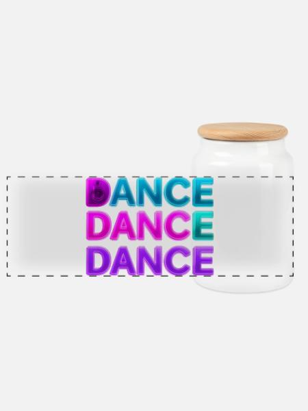 DANCE DANCE DANCE – Neon 80s with speakers - Panoramic Cookie Jar with Wooden Lid - white