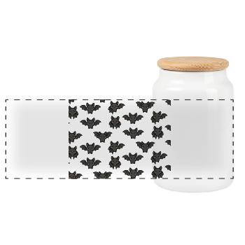 Bats - Panoramic Cookie Jar with Wooden Lid - white - Front