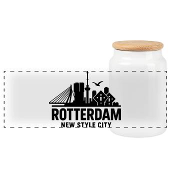 Rotterdam New Style City - Boîte à biscuits avec couvercle en bois - blanc - Devant