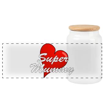 SUPER MUMMY - Panoramic Cookie Jar with Wooden Lid - white - Front