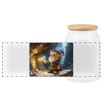 Crystal Gnome Cave Spark - Panoramic Cookie Jar with Wooden Lid - white - Front
