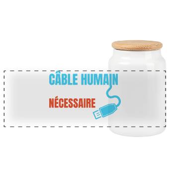 Human Cable Social Recharge humor - Panoramic Cookie Jar with Wooden Lid - white - Front