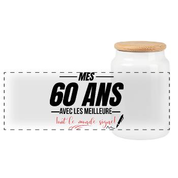 70th Birthday, everyone signs - Panoramic Cookie Jar with Wooden Lid - white - Front
