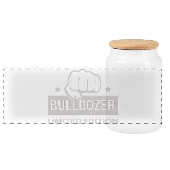 Bulldozer Faust Kraft Design – Bulldozer Limited - Boîte à biscuits avec couvercle en bois - blanc - Devant