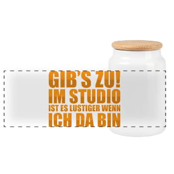 Gib's zu! Bodybuilding Bodybuilder Gym Kraftsport - Panorama Keksdose mit Holzdeckel - Weiß - Vorne