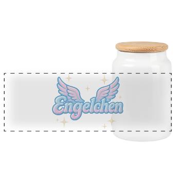 Little Angel / Y2K Déclaration Surnom Design - Boîte à biscuits avec couvercle en bois - blanc - Devant