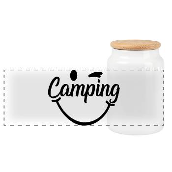 Camping Smile - Panorama Keksdose mit Holzdeckel - Weiß - Vorne