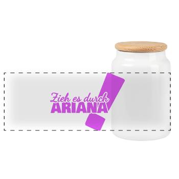 Gift for Ariana - Panoramic Cookie Jar with Wooden Lid - white - Front