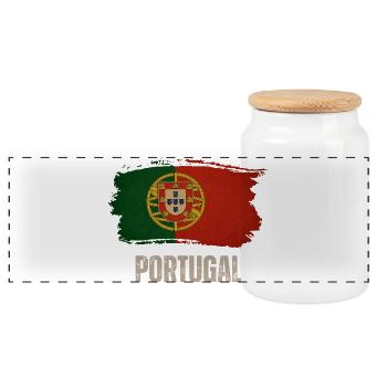 Flag of Portugal, made in Portugal - Panoramic Cookie Jar with Wooden Lid - white - Front