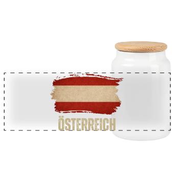 Grunge flag of Austria, I love Austria - Panoramic Cookie Jar with Wooden Lid - white - Front