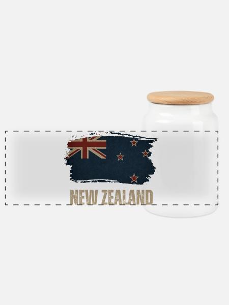Grunge Neuseeland Flagge - Panorama Keksdose mit Holzdeckel - Weiß