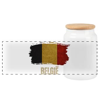 Grunge-Flagge von Belgien, ich liebe Belgien - Panorama Keksdose mit Holzdeckel - Weiß - Vorne