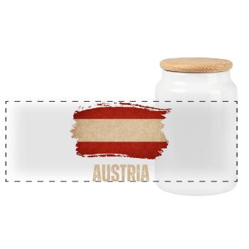 Drapeau grunge autrichien, fierté autrichienne - Boîte à biscuits avec couvercle en bois - blanc - Devant