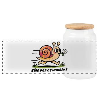 Car sticker, caravan Rail step and double - Panoramic Cookie Jar with Wooden Lid - white - Front