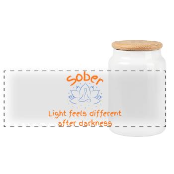 Sober Light After Darkness - Panoramic Cookie Jar with Wooden Lid - white - Front