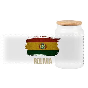 Bolivien Grunge Flagge, Vintage Bolivien - Panorama Keksdose mit Holzdeckel - Weiß - Vorne