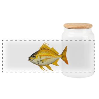 Gelborange Tropenfisch Illustration - Panorama Keksdose mit Holzdeckel - Weiß - Vorne